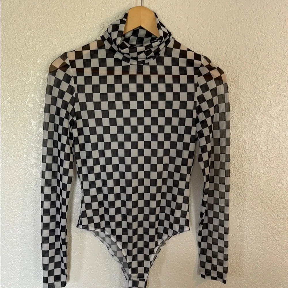Timeless And Elegant Checkered Black and White One Piece Size M